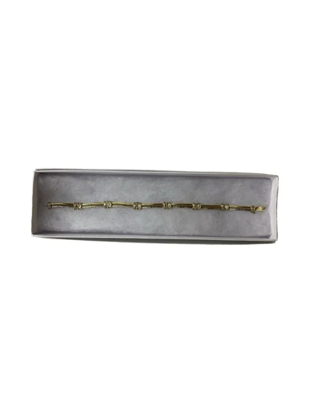 14K Two Tone Gold, 13.4g Bar Link With Diamond Accents Vintage Bracelet Preloved